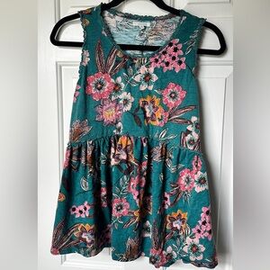 Maurice Floral Tank. Teal. babydoll